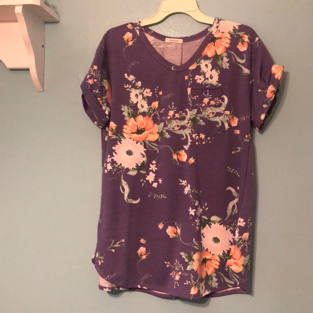 Purple floral tee - Picture 2 of 3